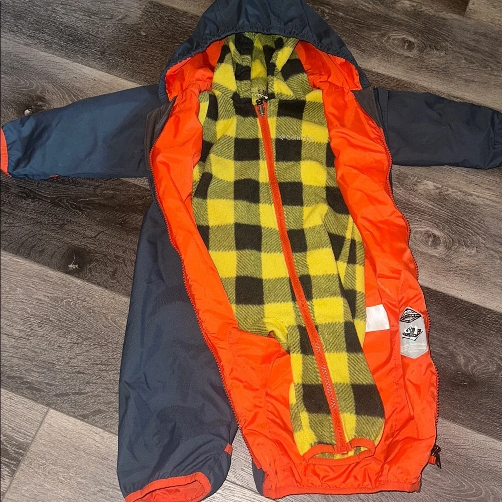 Columbia Infant Snowsuit in Yellow and Gray with Orange Trim